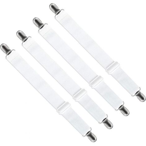 Lot de 4 Tendeurs Drap Housse Réglables 65-200cm, Sangles Ajustables pour Lit et Canapé, Maintien Anti-plis Sécurisé