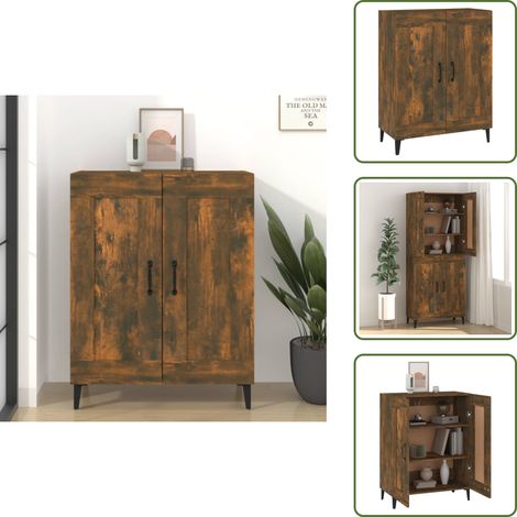 Buffet chêne fumé 69,5x34x90 cm bois d'ingénierie - Buffet - Meuble De Rangement - Commode - Bibliothèque - Décoration Intérieure (1/5)