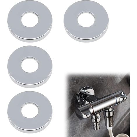 Rosace Mitigeur Douche Acier Inoxydable (3/4 ") Ø 26 mm x Ø 70 mm x hauteur 10 mm 4 Pièces, Rosace Robinet Intérieur, Garniture Pour Robinet De Douche Et Robinets Muraux D'eau Chaude Et Froide (1/5)