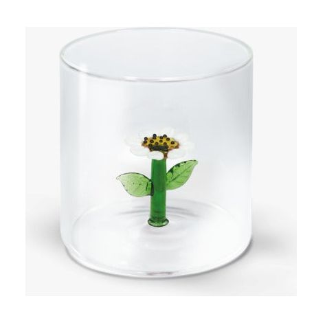 WD LifeStyle Bicchiere Vetro Borosilicato Cc 250 ml Decoro Margherita
