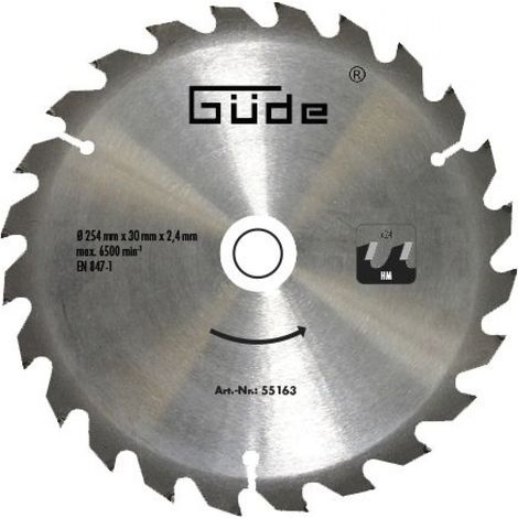 Hoja de sierra circular Güde hm 254x30 carburo 24 dientes