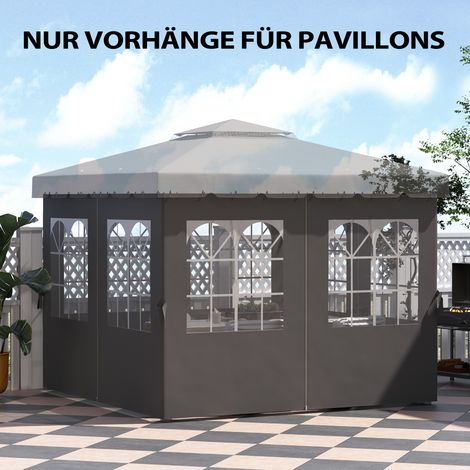 Panneaux latéraux pour tonnelle de jardin (4 pièces), avec zip, pour abri 3x3 mètres, gris anthracite