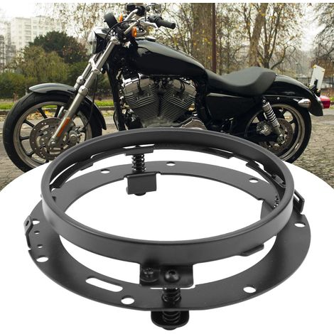 (Exklusiv in Mexiko erhältlich) 7-Zoll-Scheinwerferhalterung in Schwarz für Harley-Davidson Glide, runde, galvanisierte Halterung für Motorradumbauten (1/5)