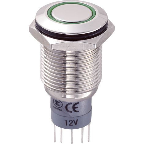 TRU COMPONENTS 701804 LAS2GQF-11ZE/G/12V/N/P Vandalismusgeschützter Druckschalter 250 V/AC 3 A 1 x E