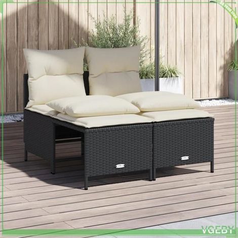 Salon de jardin - FAFEICY - 368371 - Résine tressée noire - 4 places - Coussins déhoussables (1/5)
