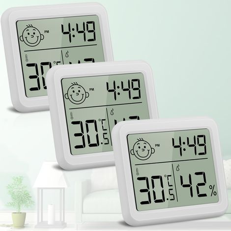 Termómetro digital de interior, higrómetro de interior, termómetro e higrómetro con función de confort, temporizador de interior, habitación de bebé, oficina (3 tipos de blanco) (1/5)