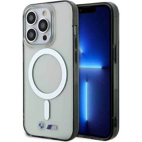 Custodia BMW BMHMP14XHCRS per iPhone 14 Pro Max 6.7", rigida trasparente, anello argento, MagSafe (1/5)