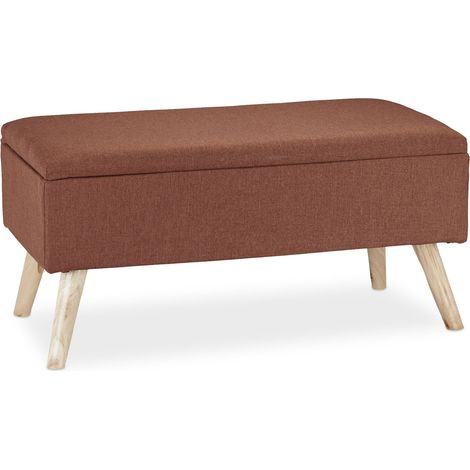Panca portaoggetti in tessuto 39,5 x 79,5 x 39,5 cm seduta imbottita moderna ingresso in MDF marrone 130008718