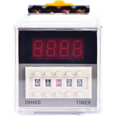 Relais à Temporisation Double DH48S-2Z 220V avec Affichage Numérique et Support de Montage (1/5)