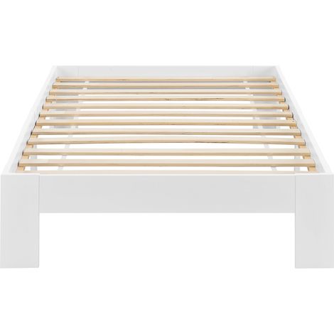Estructura de cama para adultos de diseño sencillo con somier de láminas en pino y madera 120 x 200 cm blanco 030004933 (1/5)