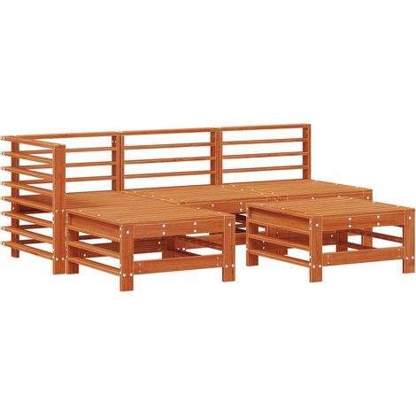 Garden Lounge Set 5 pcs Wax Brown Solid Pine Wood vidaXL (1/5)