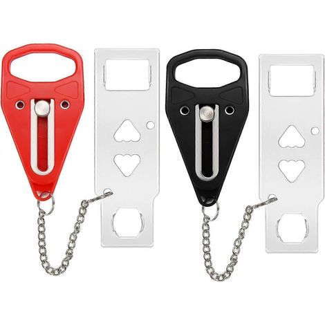 Lot de 2 verrous de porte portables. Verrou supplémentaire pour plus d'intimité et de sécurité à la maison, à l'hôtel ou en appartement. (1/5)