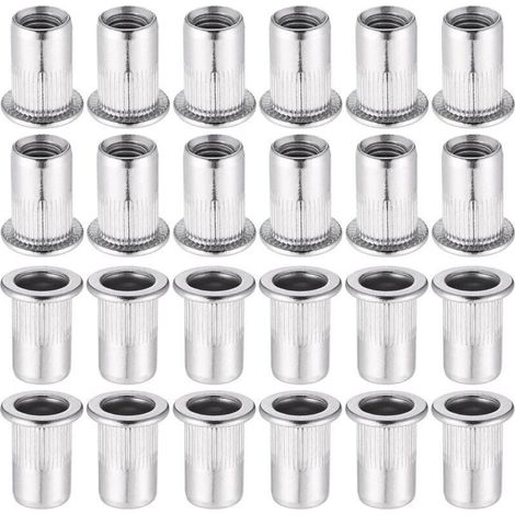 60 Pièces 304 Ecrou a Sertir M8 en Acier Inoxydable Tête Plate Ecrou Aveugle Rivet Fileté Ecrou a Rivet pour pince à insert fileté (1/4)
