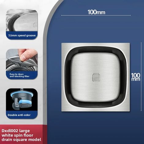 (Square Style)Thickened Stainless Steel Anti Odor Floor Drain, Universal Sewer for Bathrooms, Washing Machine, Bathroom Drain Pipe, Anti Odor (1/4)