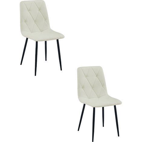 Chaise Libra - tissu beige / pieds noirs x 2 (1/5)