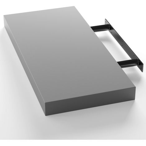 Floating Wall Shelf, Grey MDF, 50cm, 15kg Capacity (1/5)