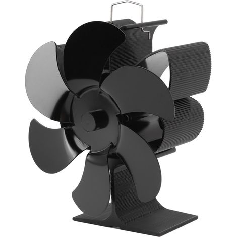 Ventilateur de poêle 6 pales débit d'air élevé silencieux résistant à l'usure noir (1/5)