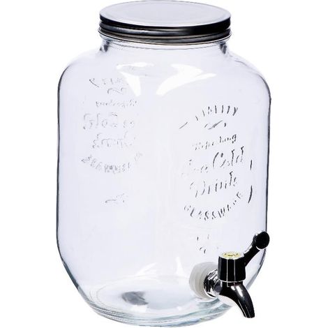 Bottiglia Dispenser in Vetro con Rubinetto Tappo in Metallo 4 Litri