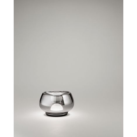 Lampe de Table LED 10S48534, Verre Incurvé Fumé Miroir et Structure Noir Mat, 12W 3000K, Design Moderne et Raffiné - Luminaire par Perenz SAS