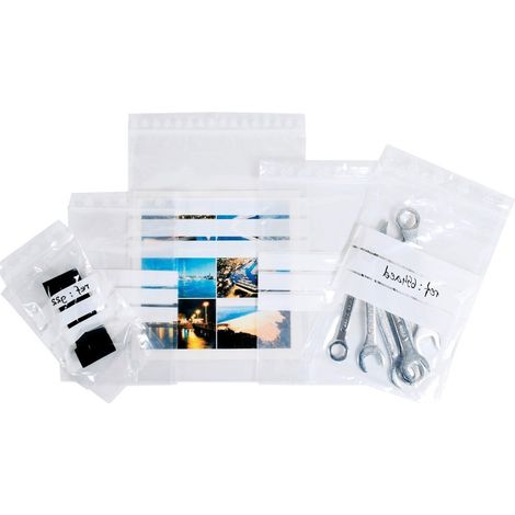 Sachet à fermeture zip 50 µ à bandes blanches 120 x 180 - PAQUET 1000 SACS (1/2)