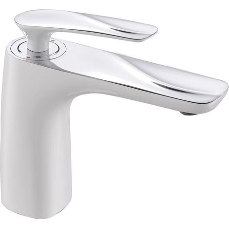 Robinet mitigeur blanc pour lavabo et vasque design 16,5cm (1/4)