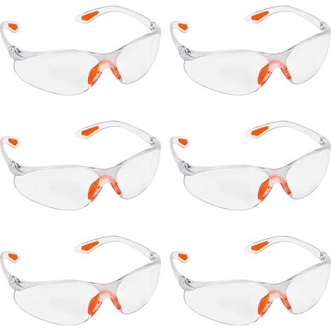 Lunettes de Sécurité Transparentes, Lot de 6, Confort Antidérapant pour Travail, Jardin, Industrie, Labos et Chimie. (1/5)