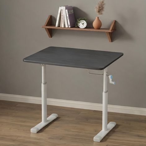 Bureau assis-debout réglable en hauteur 80 x 60 cm gris (1/5)