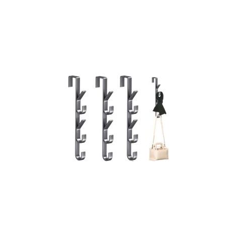Set di 4 ganci per porta - 5 ganci, appendiabiti multiuso, ganci verticali per riporre vestiti e cappelli, grigio canna di fucile - Crezuo (1/4)