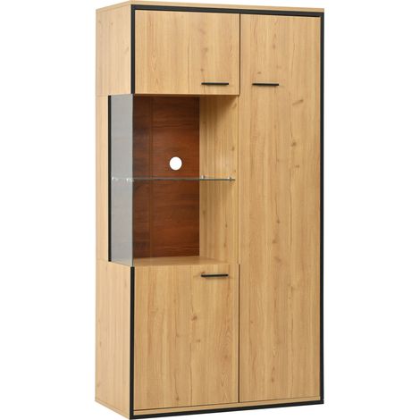 Moderne Vitrine mit LED 150 cm, Glastür und verstellbaren Einlegeböden (1/5)