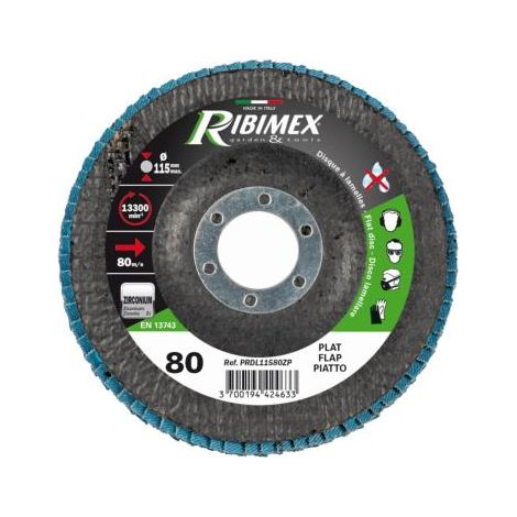 Disque à lamelles 115MM plat grain abrasif 80 Zirconium (1/2)
