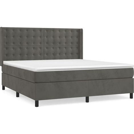 Maison Exclusive - Giroletto a Molle con Materasso Grigio Scuro 160x200 cm Velluto (1/5)