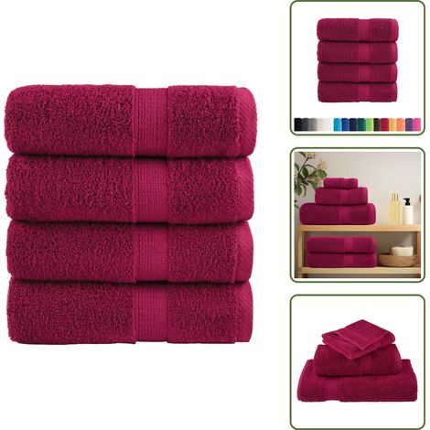 Gesichtstuch - vidaXL Premium Gästetücher SOLUND 4 Stk. Bordeaux 30x50 cm 600 g/m² - Trainingstuch (1/5)