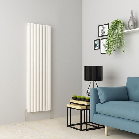 Warmehaus Oval Panel Radiator White Vertical Double 1600x472mm