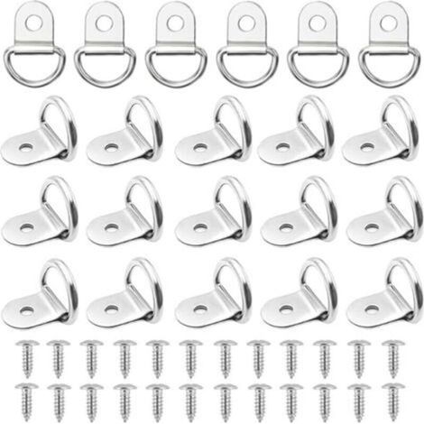 Lot de 20 anneaux d'arrimage pliables en acier inoxydable 304, anneaux d'arrimage pour remorque, crochet d'arrimage, avec 20 vis (1/5)