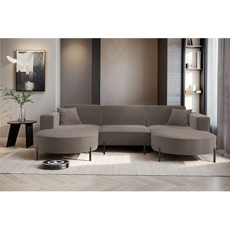 Wohnlandschaft U-Form Sofa VALENCIA in Stoff Quelle Braun