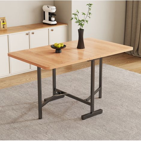 Mesa extensible 120 x 80 cm, plegable y almacenables, MDF, color natural HAVRYA (1/5)