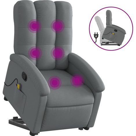 Maison Exclusive - Poltrona Alzapersona Massaggi Reclinabile Grigio Scuro Tessuto