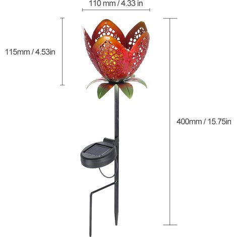 Solarbetriebene LED-Blumenleuchte, Gartenlaterne mit Flammenmuster, wasserdichte Außenbeleuchtung für Gehwege, Rasenpfade, Garten, LED-Landschaftsbeleuchtung (1 Stück) (1/5)