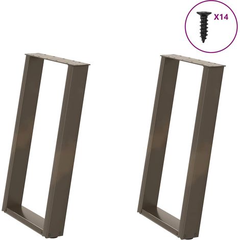 Esstischbeine U-Form 2 Stk. Naturstahl 60x(72-73) cm Stahl