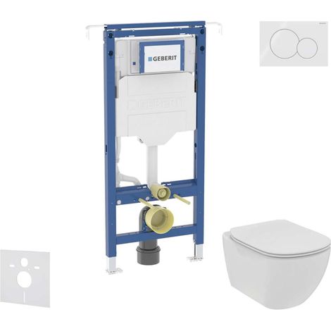 Geberit Duofix - Set Vorwandelement, Ideal Standard Tesi WC und Sitz, Sigma01 Tasten, Rimless, SoftClose, Alpinweiß SANI11CD3101 (1/5)