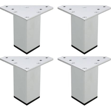 4 Pieces Furniture Legs, Aluminum Square Tube Cabinet Legs with Screws for TV Cabinet Sofa Bed ,Silver,12cm (1/5)
