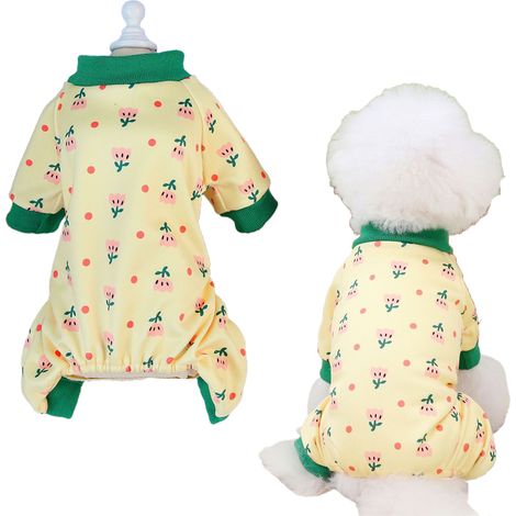 1 pyjama pour chien et chat, velours corail extensible, taille M à XXL, pour animaux de 2 à 9 kg (1/5)