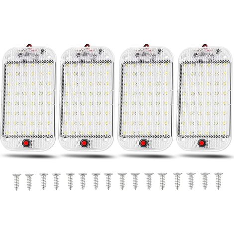 Éclairage intérieur LED 12V 48 LED pour voiture, van, camping, bateau, avec interrupteur marche/arrêt, lot de 4 lampes. (1/5)