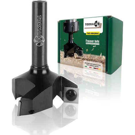 Fraiser Tornado - fresa per spianare legno diametro 60 mm, gambo 12 mm, 3 inserti intercambiabili in metallo duro 12 mm - per grandi superfici, bordi e scanalature - per CNC e fresatrice verticale (1/5)