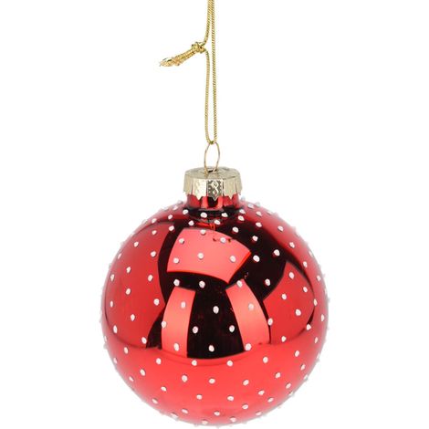 Sfera per albero di Natale in vetro con puntini decorazione natalizia -Verde (1/3)