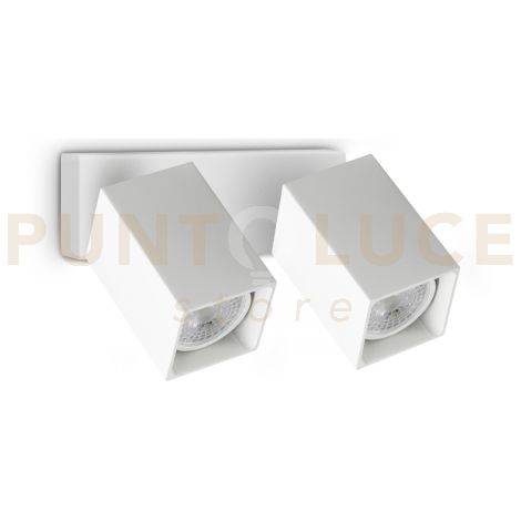 DYNAMITE FARETTO BIANCO ORIENTABILE 2 LUCI ATTACCO GU10 16,5CM LAMPADINA INCLUSA QUADRATA