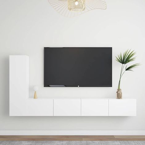 vidaXL Set de muebles de salón TV 3 piezas madera de ingeniería blanco (1/5)