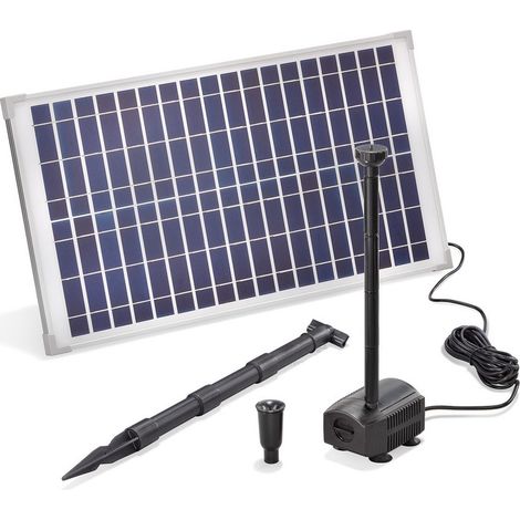 Esotec – Pompe fontaine solaire 875L/h – Hauteur de refoulement 1,2m – Débit réglable – Protection marche à sec – Module solaire 25W