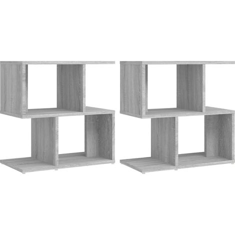 Juego de 2 mesitas de noche con estantes 50 x 30 x 51,5 cm madera contrachapada gris DEC032898