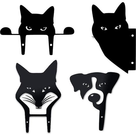 lot De 4 Chat Du Jardin Dcoration, Dcor De Statue De Chat Pour La Cour Enjeux De Jardin De Silhouette Animale Raliste Art De Cour De Chat Dcoratio (1/5)